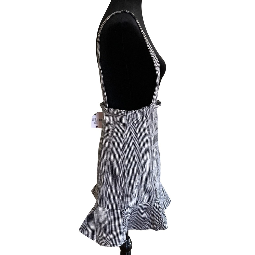 NWT Forever 21 Plaid Pinafore Suspender Skirt Ruffle Hem Overall Dark Academia M - Picture 3 of 10